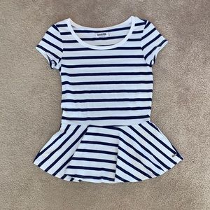 Navy blue stripe peplum tee